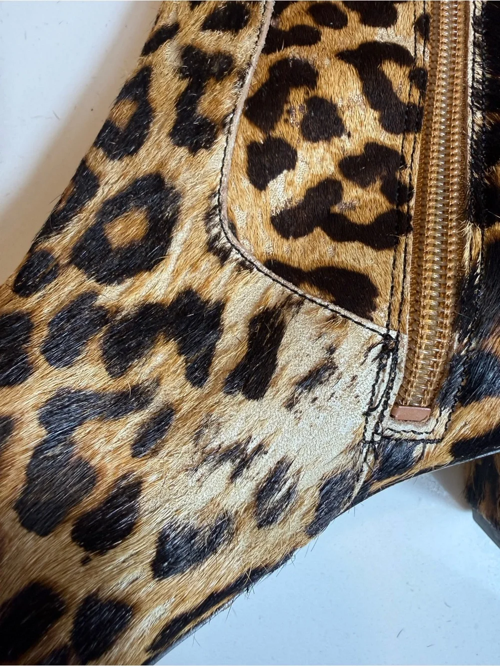 Sam Edelman Elina Leopard Calf Hair Over The Knee Boots Women’s 8.5 Block Heel